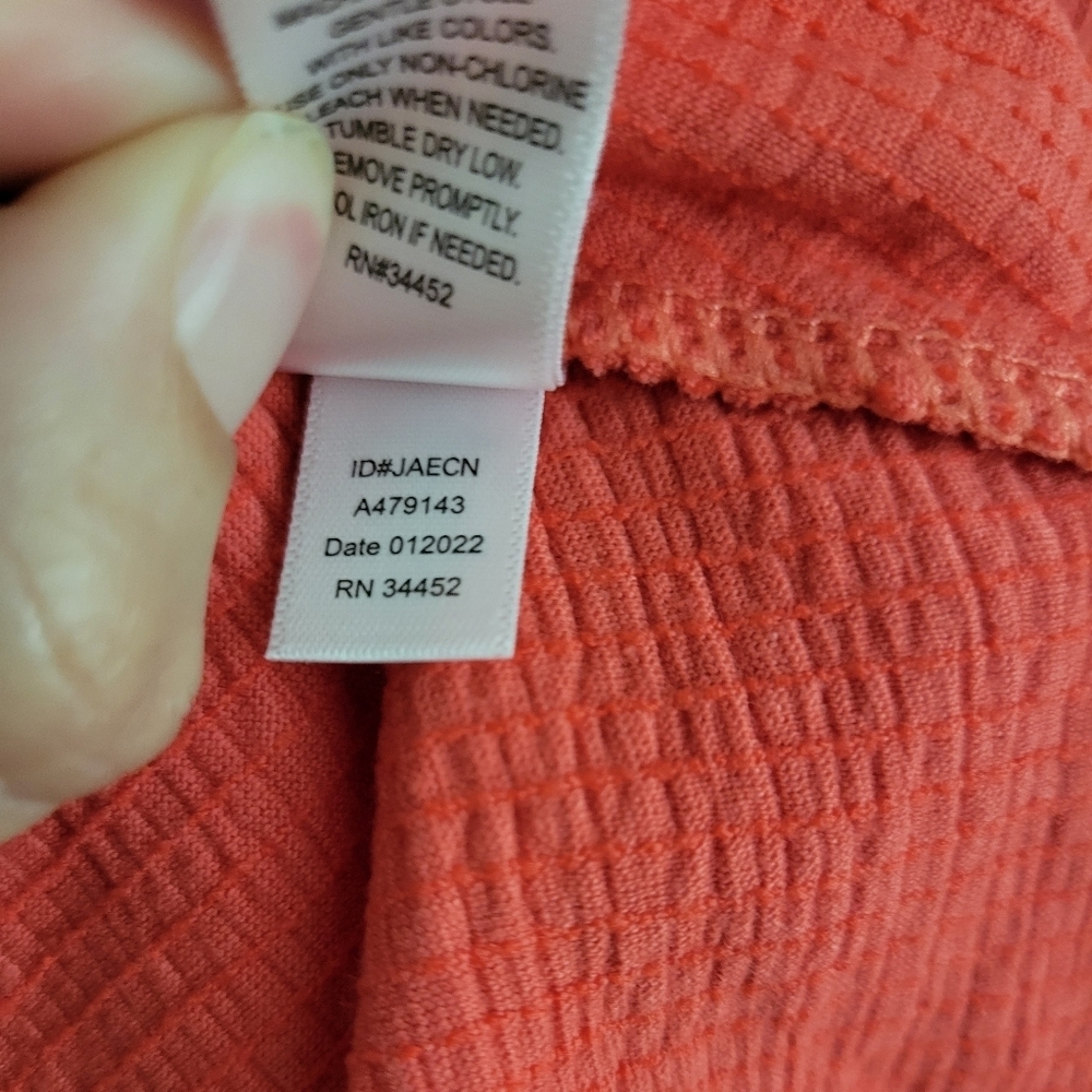 Cuddl Duds Women’s Coral Crinkle Jersey Sleeveless Flounce Hem Midi Dress Sz M - Picture 5 of 5